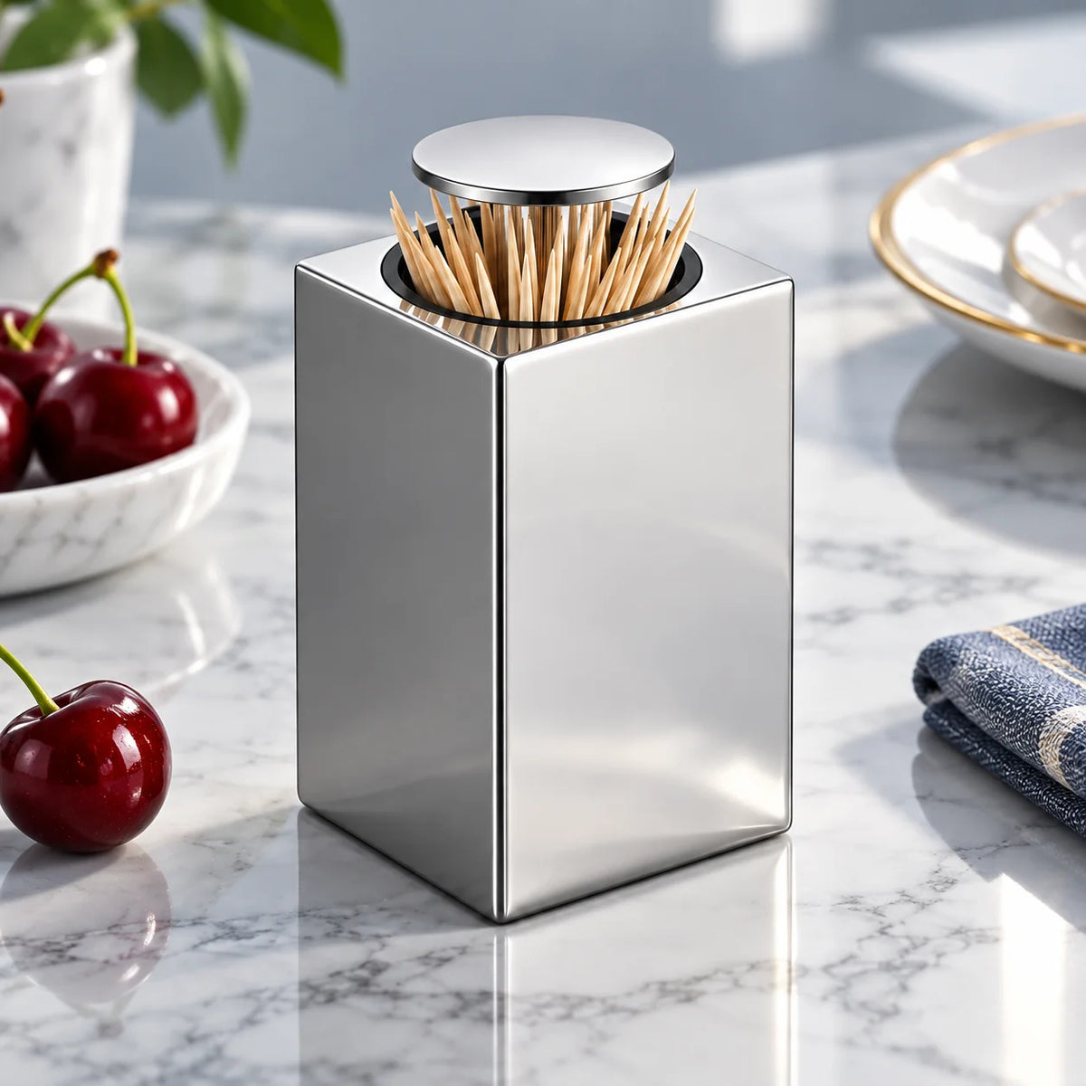 Toothpick Dispenser | Push-Button & Dust-Free