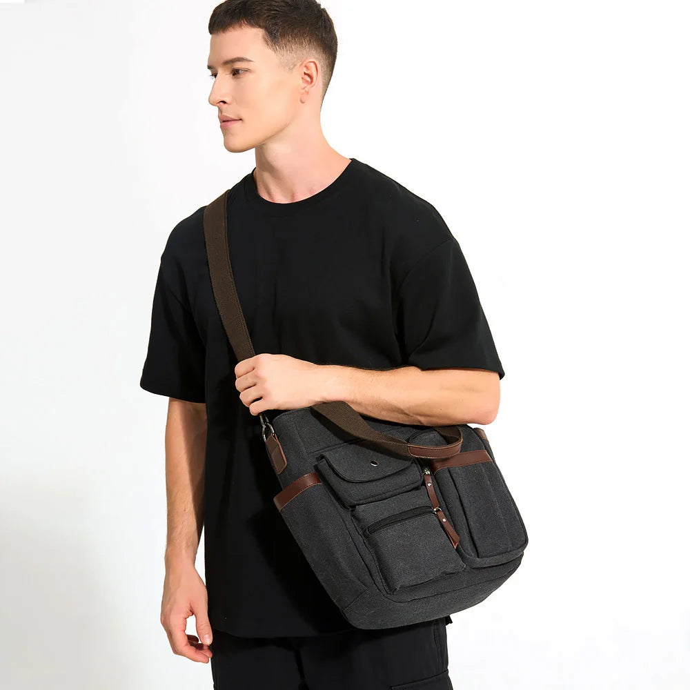 Tote Bag | Canvas Multi-Pocket & Detachable Shoulder Strap