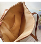 Tote Bag | Handwoven Reed, Leather Straps & Zippered Interior
