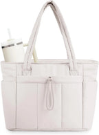 Tote Bag | Quilted Puffer & Tumbler Pocket | Fits 15.6" Laptop
