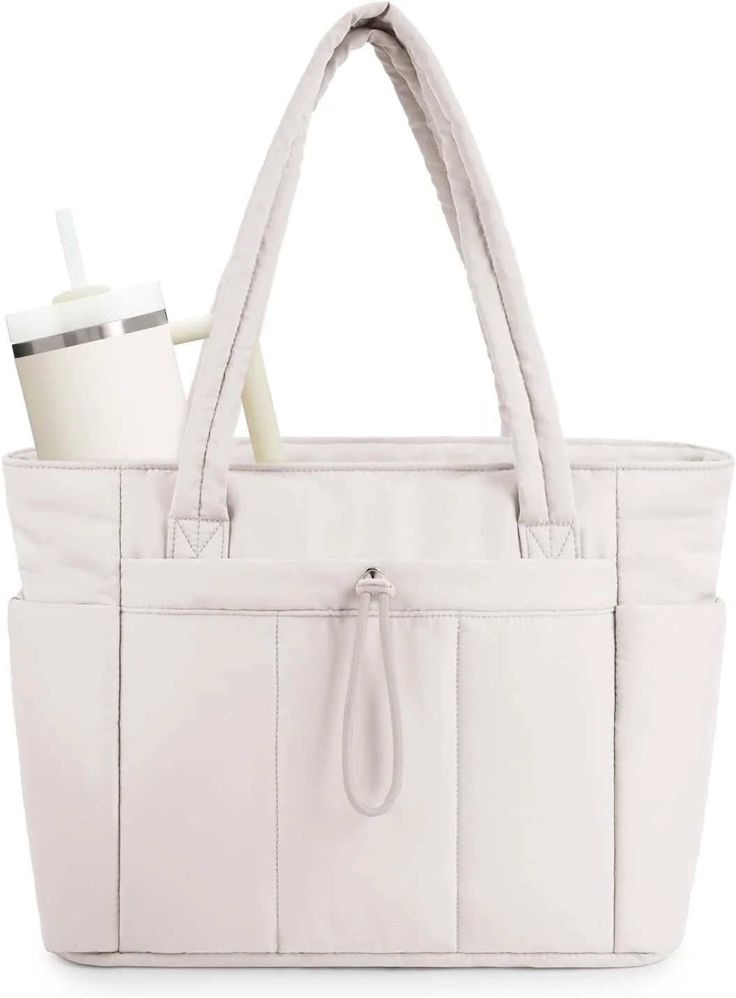 Tote Bag | Quilted Puffer & Tumbler Pocket | Fits 15.6" Laptop