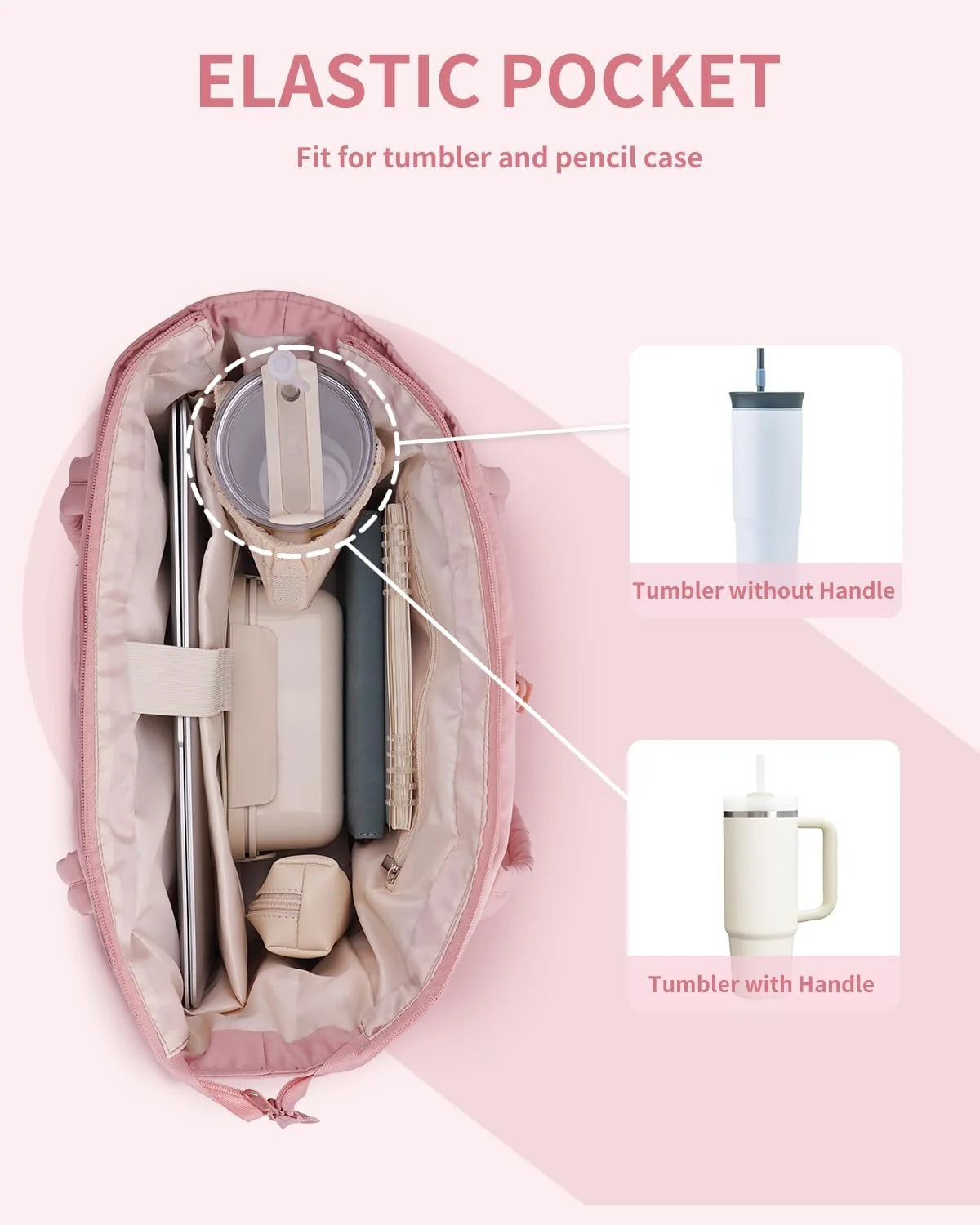 Tote Bag | Quilted Puffer & Tumbler Pocket | Fits 15.6" Laptop