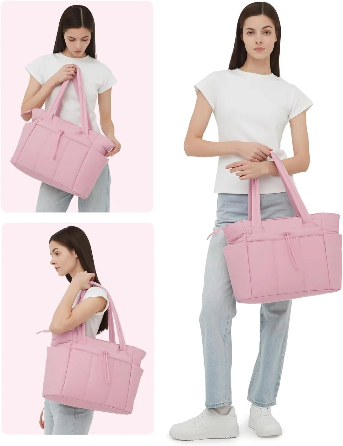 Tote Bag | Quilted Puffer & Tumbler Pocket | Fits 15.6" Laptop