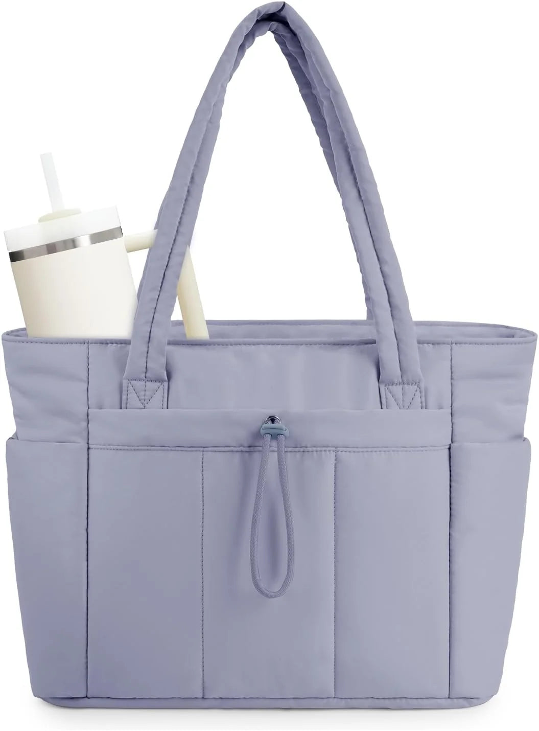 Tote Bag | Quilted Puffer & Tumbler Pocket | Fits 15.6" Laptop