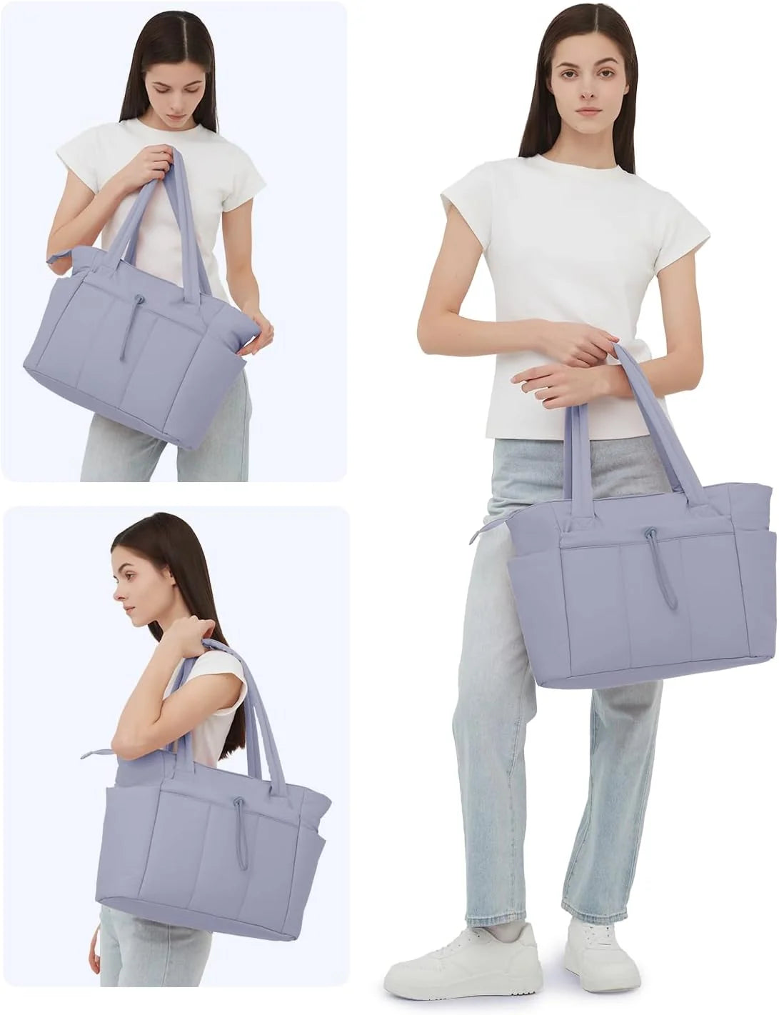 Tote Bag | Quilted Puffer & Tumbler Pocket | Fits 15.6" Laptop