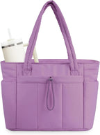 Tote Bag | Quilted Puffer & Tumbler Pocket | Fits 15.6" Laptop
