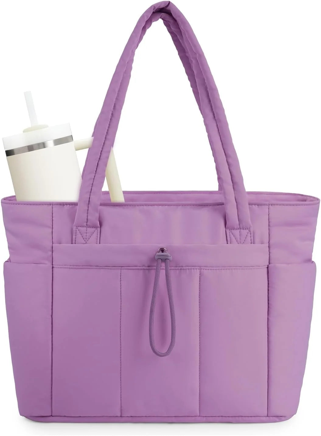 Tote Bag | Quilted Puffer & Tumbler Pocket | Fits 15.6" Laptop