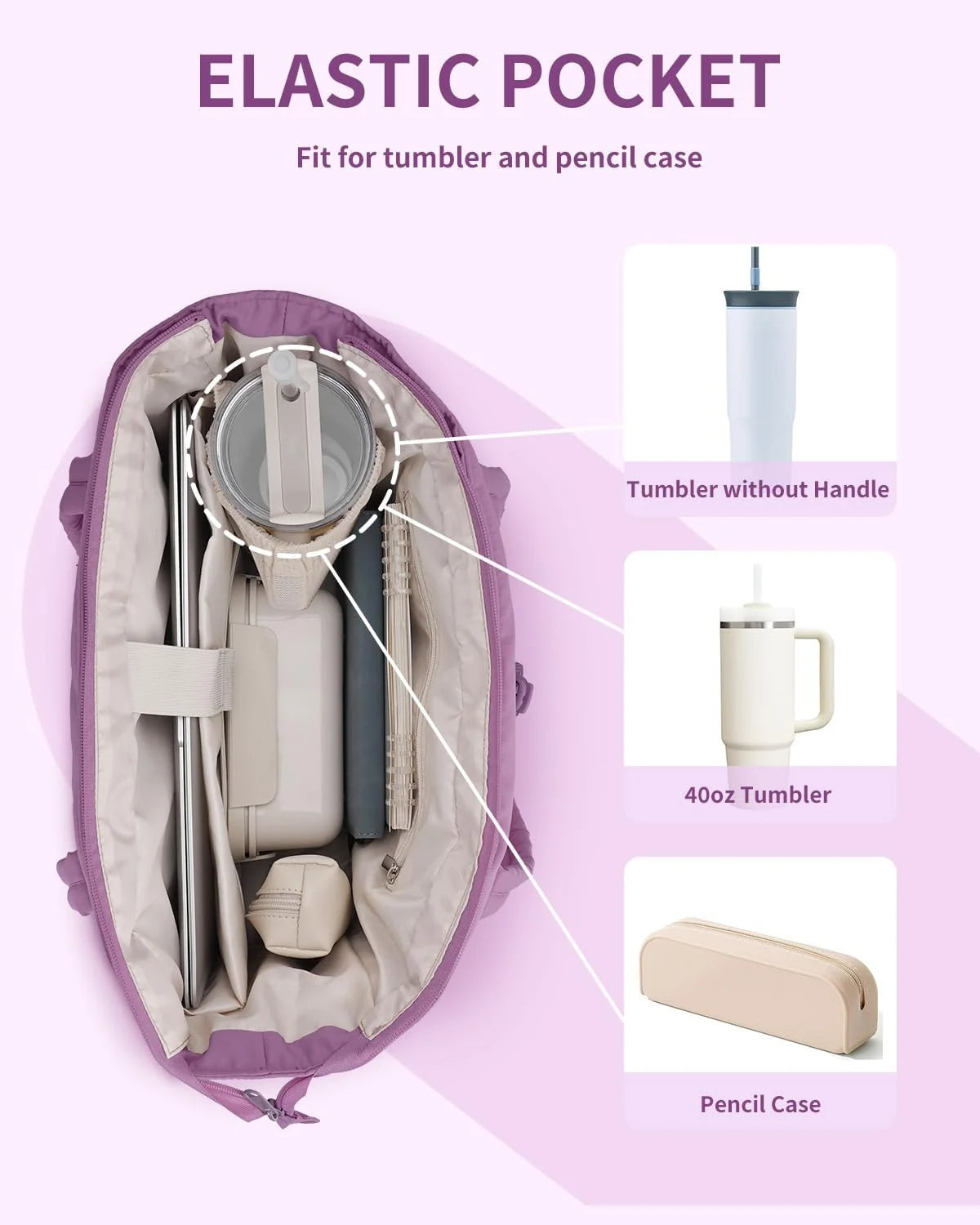 Tote Bag | Quilted Puffer & Tumbler Pocket | Fits 15.6" Laptop