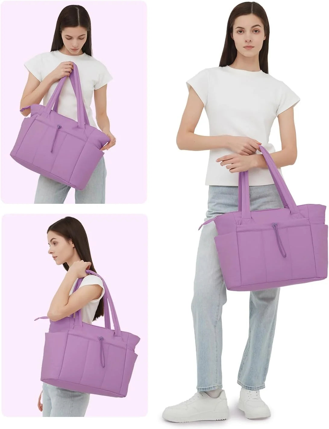 Tote Bag | Quilted Puffer & Tumbler Pocket | Fits 15.6" Laptop
