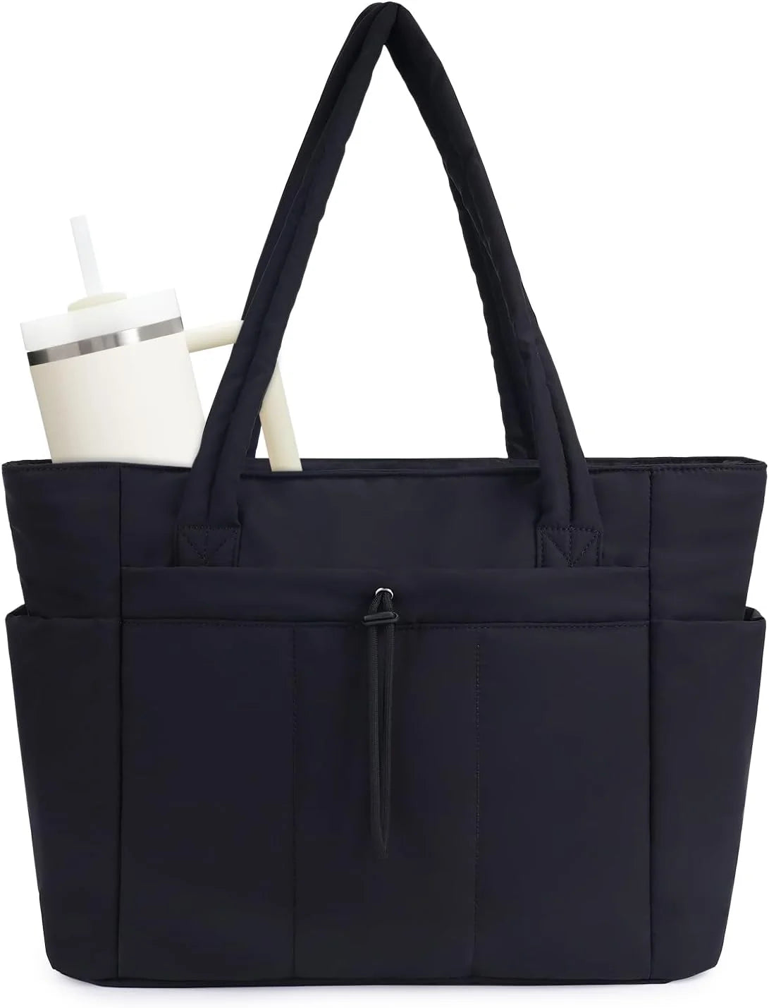 Tote Bag | Quilted Puffer & Tumbler Pocket | Fits 15.6" Laptop
