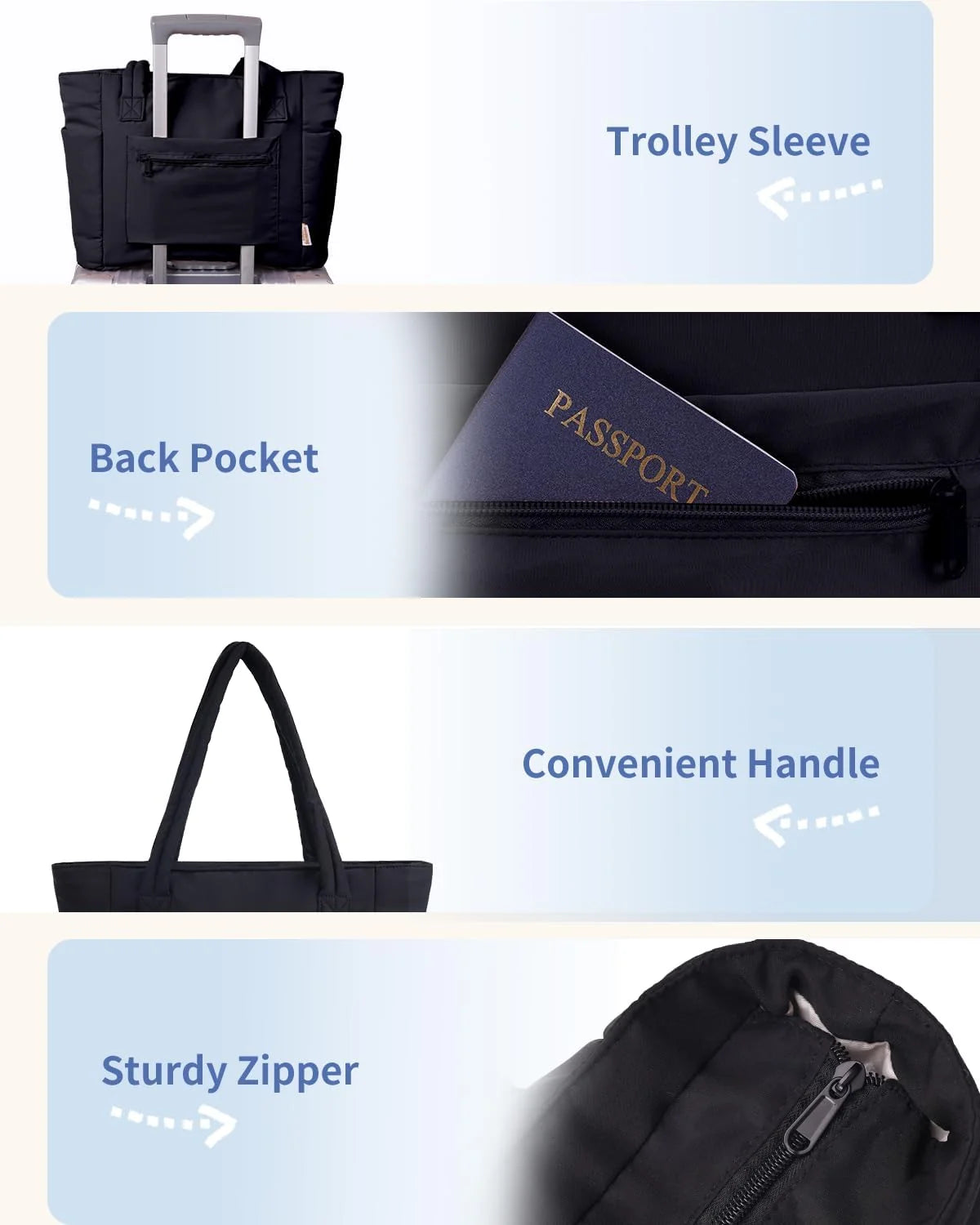 Tote Bag | Quilted Puffer & Tumbler Pocket | Fits 15.6" Laptop