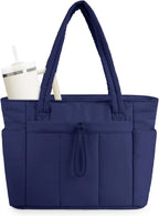 Tote Bag | Quilted Puffer & Tumbler Pocket | Fits 15.6" Laptop