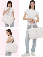 Tote Bag | Quilted Puffer & Tumbler Pocket | Fits 15.6" Laptop