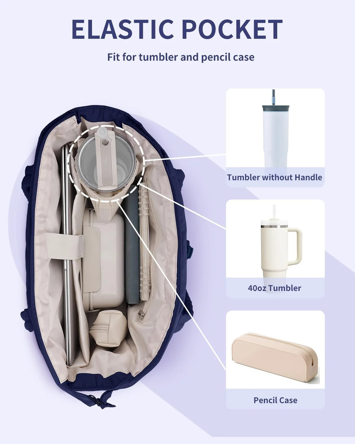 Tote Bag | Quilted Puffer & Tumbler Pocket | Fits 15.6" Laptop