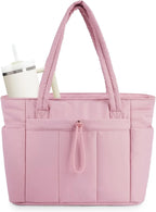 Tote Bag | Quilted Puffer & Tumbler Pocket | Fits 15.6" Laptop