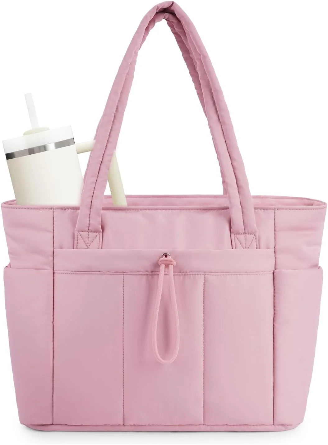 Tote Bag | Quilted Puffer & Tumbler Pocket | Fits 15.6" Laptop