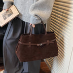 Tote Bag | Suede Exterior & Leather Handles
