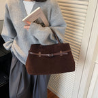 Tote Bag | Suede Exterior & Leather Handles