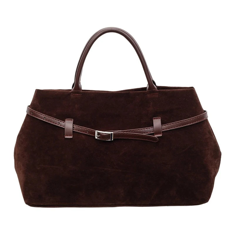 Tote Bag | Suede Exterior & Leather Handles
