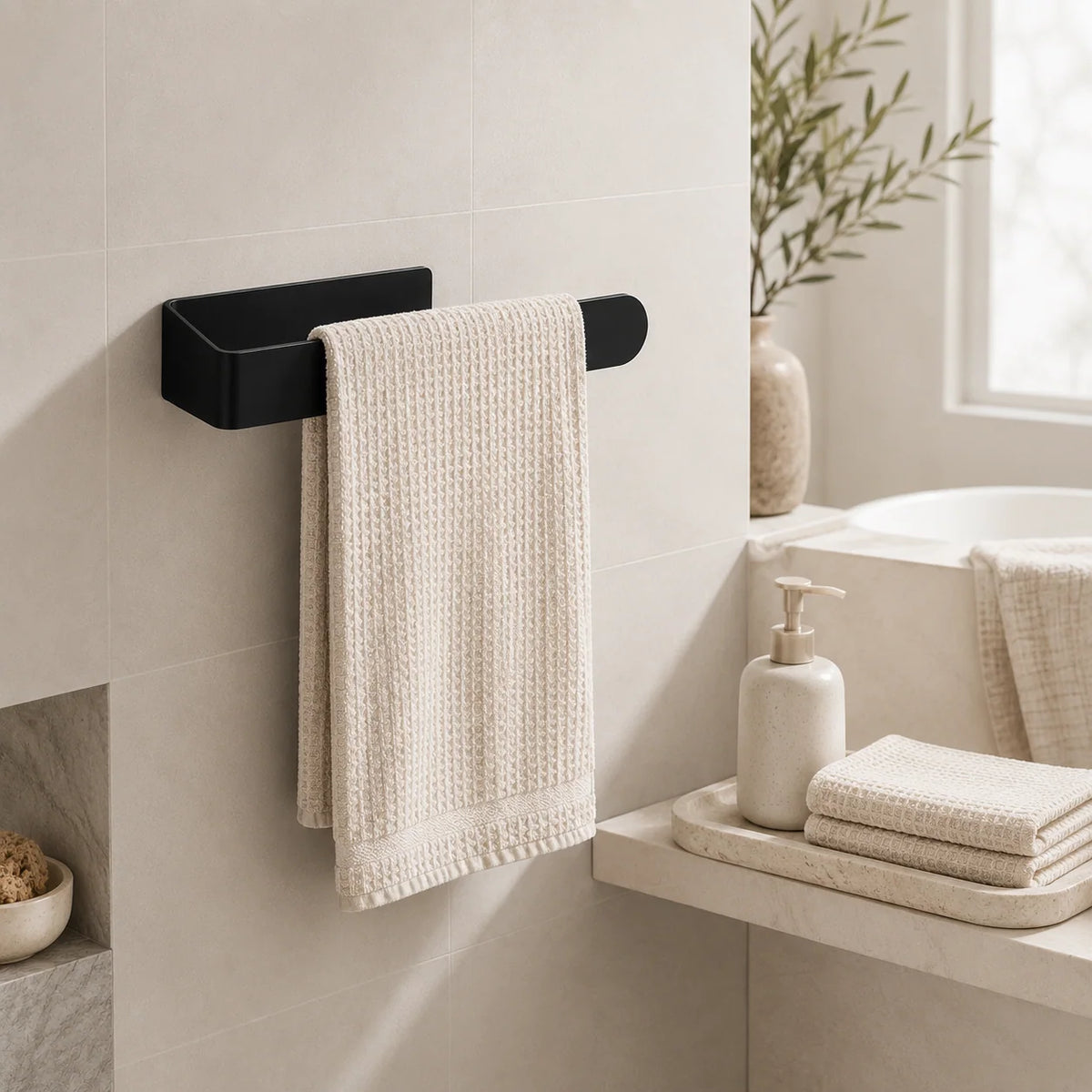 Towel Bar | No-Drill Adhesive & Humidity-Resistant