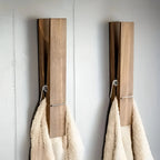 Towel Holder | Solid Wood & Stainless Steel Clamp | Space-Saving Wall-Mounted