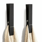 Towel Holder | Solid Wood & Stainless Steel Clamp | Space-Saving Wall-Mounted