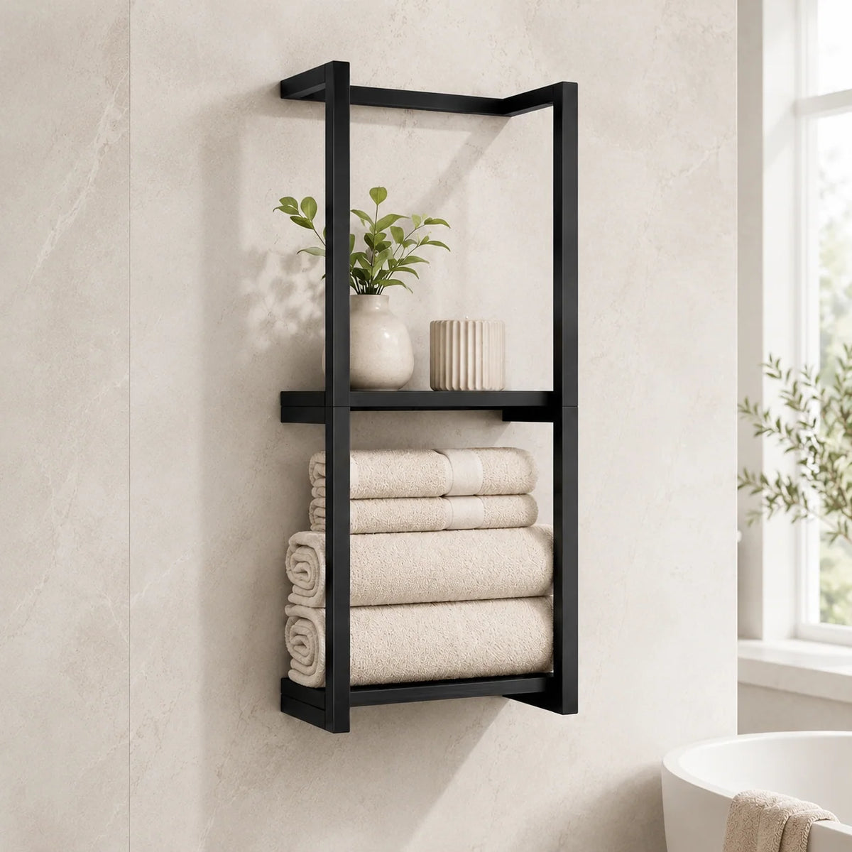 Towel Ladder | Wall-Mounted Rust-Resistant Metal | 2-Tier