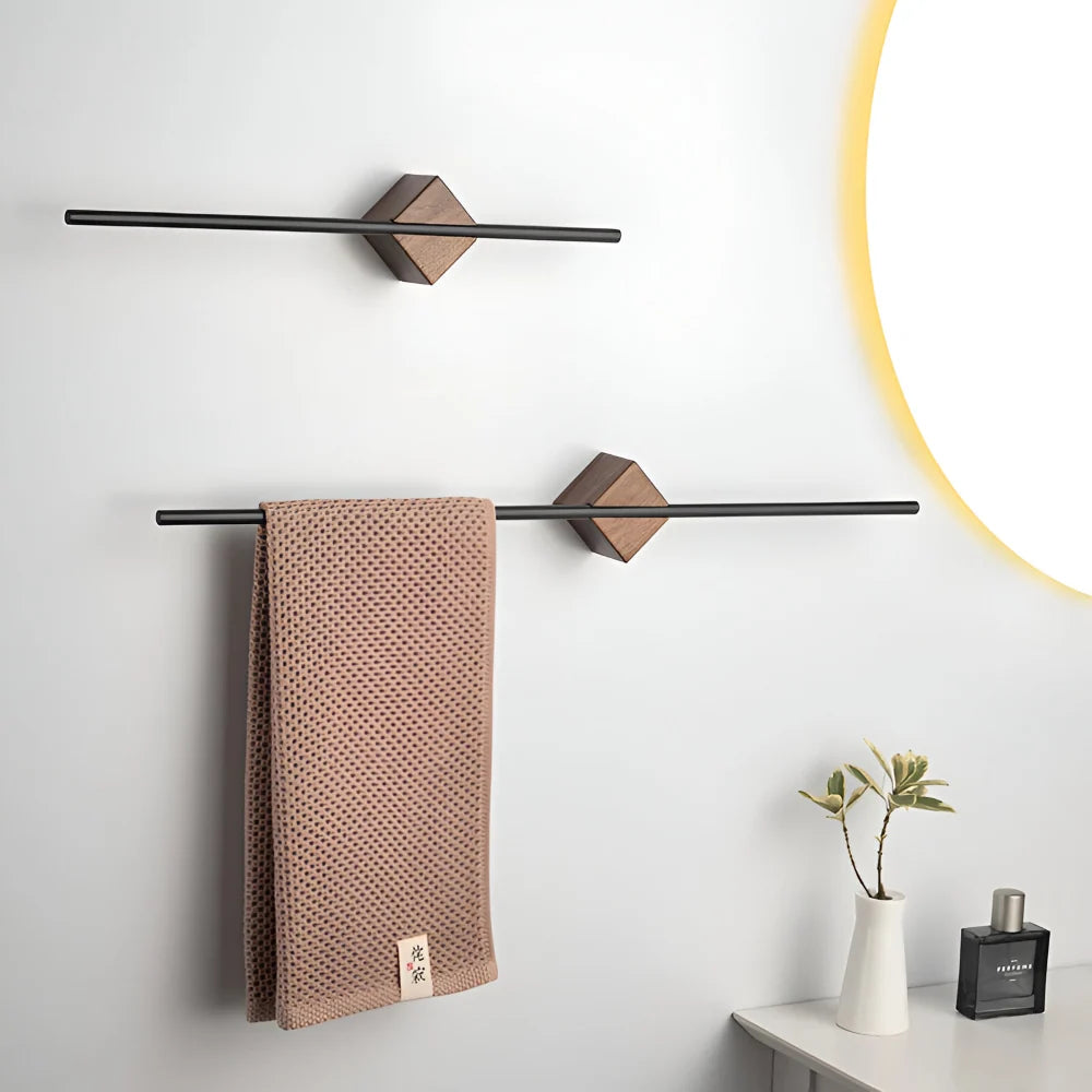 Towel Rack | Stainless Steel & Wood Wall-Mounted | 40 Or 50 Cm