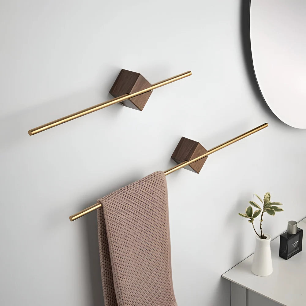 Towel Rack | Stainless Steel & Wood Wall-Mounted | 40 Or 50 Cm