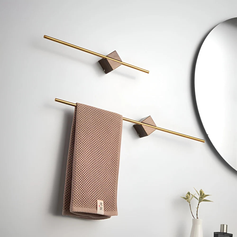 Towel Rack | Stainless Steel & Wood Wall-Mounted | 40 Or 50 Cm