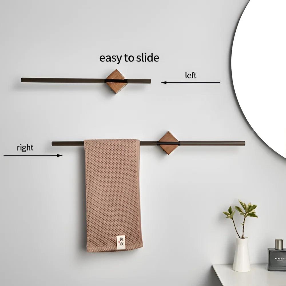 Towel Rack | Stainless Steel & Wood Wall-Mounted | 40 Or 50 Cm