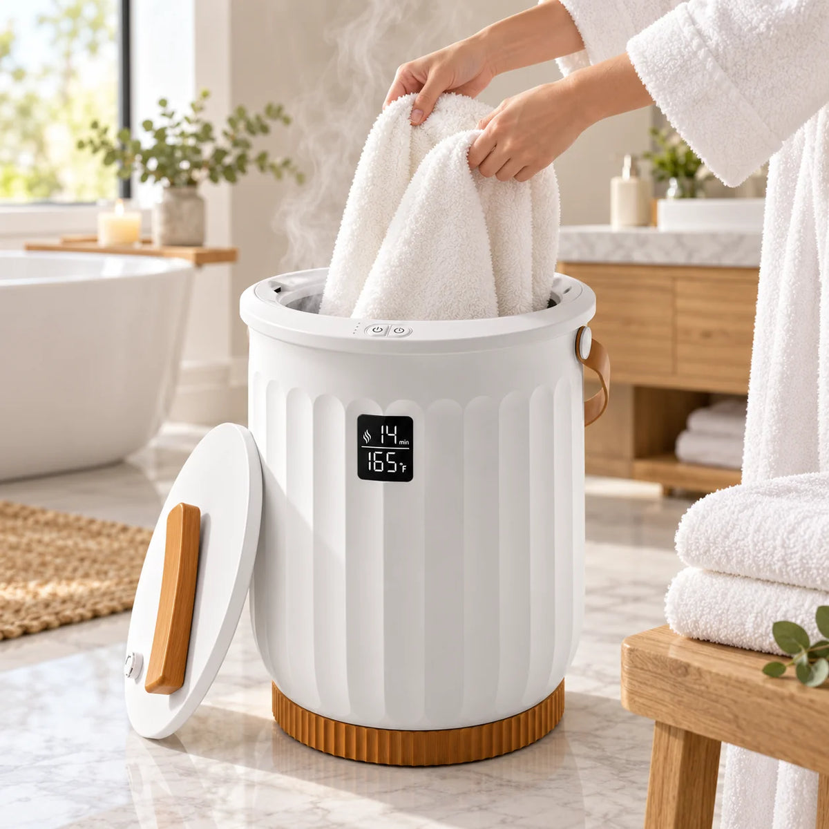 Towel Warmer | Touchscreen Timer & Aromatherapy | Heats 2 Towels