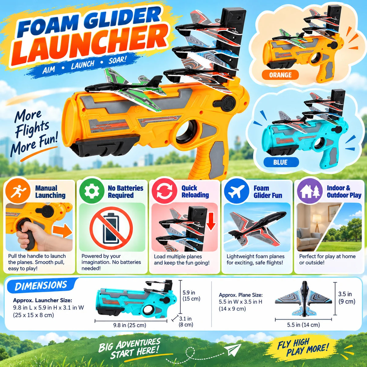 Toy Airplane Shooter | Handheld Foam & Battery-Free