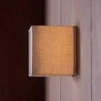Traditional Japanese Square Fabric Shade LED Wall Lamp for Living Room