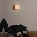 Traditional Japanese Square Fabric Shade LED Wall Lamp for Living Room