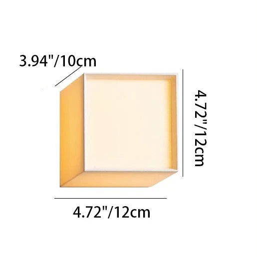 Traditional Japanese Square Fabric Shade LED Wall Lamp for Living Room