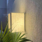 Traditional Japanese Square Fabric Shade LED Wall Lamp for Living Room