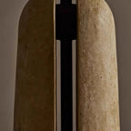 Traditional Japanese Iron Travertine Marble Mushroom 1-Light Table Lamp for Bedroom