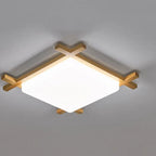Traditional Japanese Wood Acrylic Square Tatami LED Ceiling Lamp for Bedroom