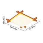 Traditional Japanese Wood Acrylic Square Tatami LED Ceiling Lamp for Bedroom