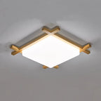 Traditional Japanese Wood Acrylic Square Tatami LED Ceiling Lamp for Bedroom