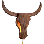 Traditional Rustic Solid Wood Cow Head LED Wall Lamp for Hallway