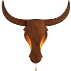 Traditional Rustic Solid Wood Cow Head LED Wall Lamp for Hallway