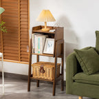 Traditional Japanese Square Bamboo Bookcase with 3/4/5 Shelves for Living Room