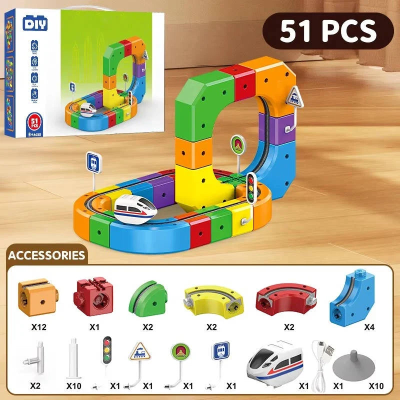Train Track Toy | Magnetic Modular Track & USB Rechargeable