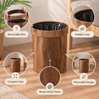 Trash Can | Natural Wood & Removable Lid | Compact