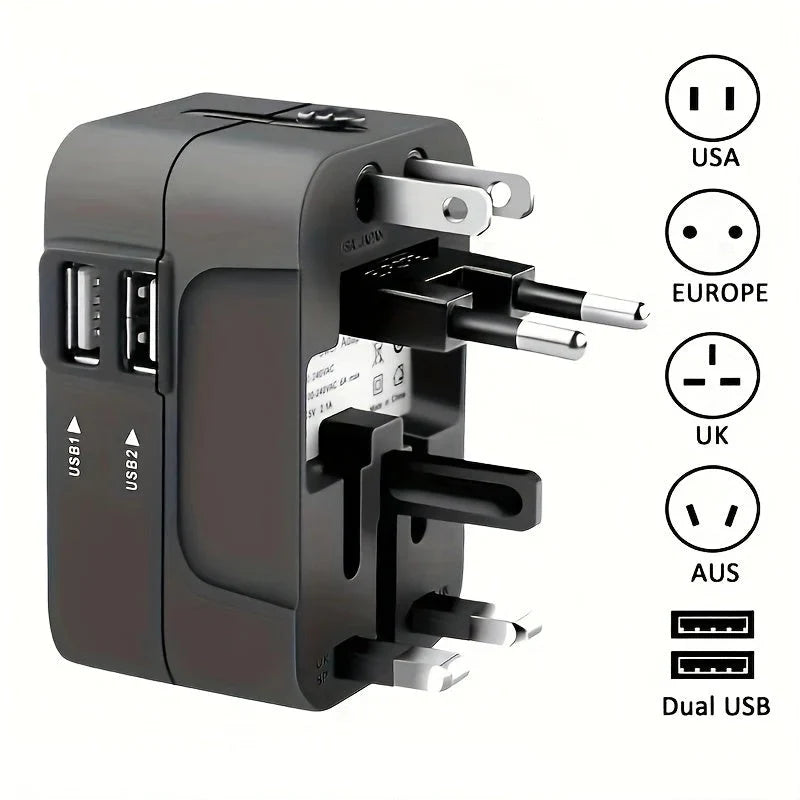 Travel Adapter | Dual USB & 110/220V | American Plug