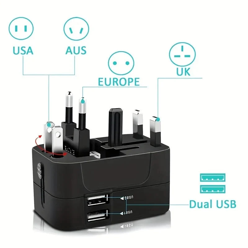 Travel Adapter | Dual USB & 110/220V | American Plug