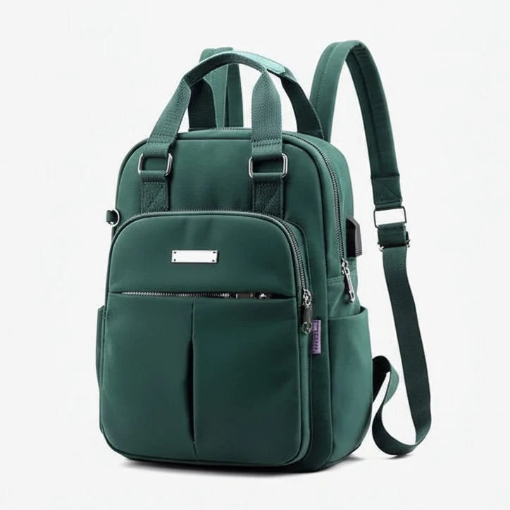Travel Backpack Purse | USB Charging Port & Waterproof Nylon