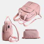 Travel Backpack Purse | USB Charging Port & Waterproof Nylon